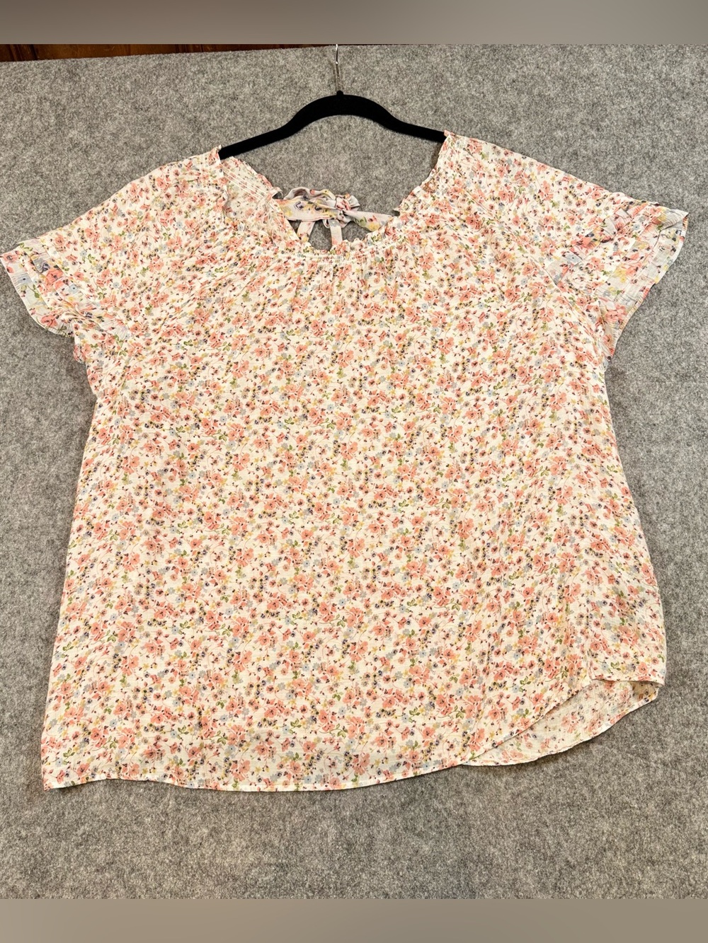 Zac & Rachel Woman 2X Floral Flutter Sleeve Peasant Blouse Cottagecore